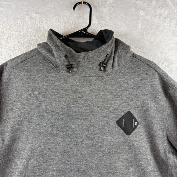 Burton Hoodie Mens Medium Gray Dryride Fleece Pullover Zipper Pocket Lined - Picture 3 of 14